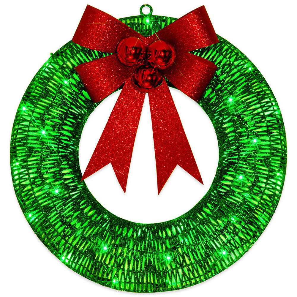 Beleuchteter Weihnachtskranz Luxus Gold-Grün 50cm – Handgefertigter Türkranz mit LED