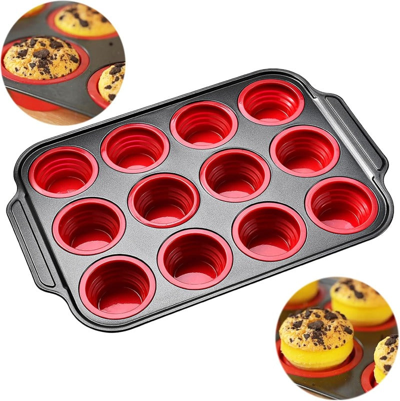 Silikon-Muffinform mit Robuster Metallrahmen – Flexible Backform für Muffins und Cupcakes