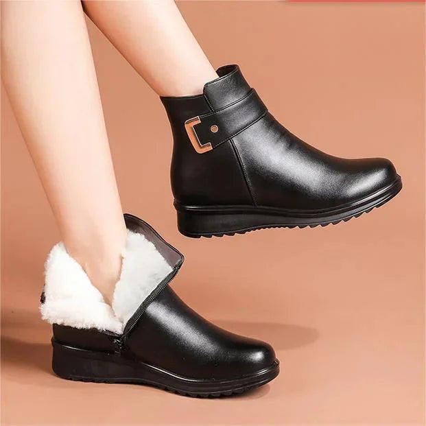 Leder Orthopädische Damenstiefel – Bequeme Winterstiefel mit Wollfutter