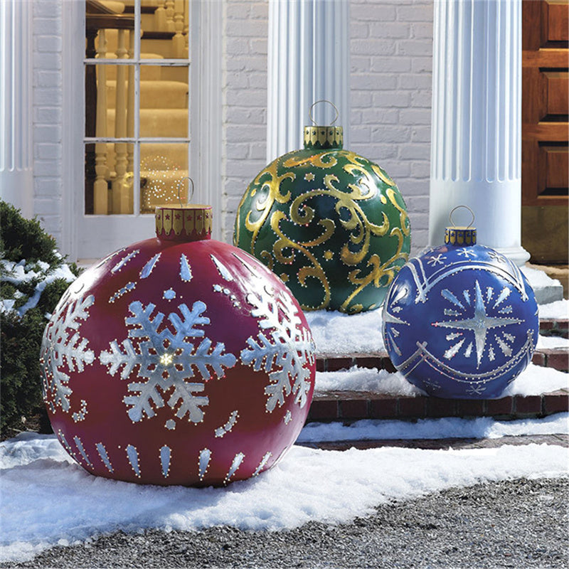 Aufblasbare Weihnachtskugel Außen Deko 60cm – Wetterbeständige PVC Weihnachtsdekoration