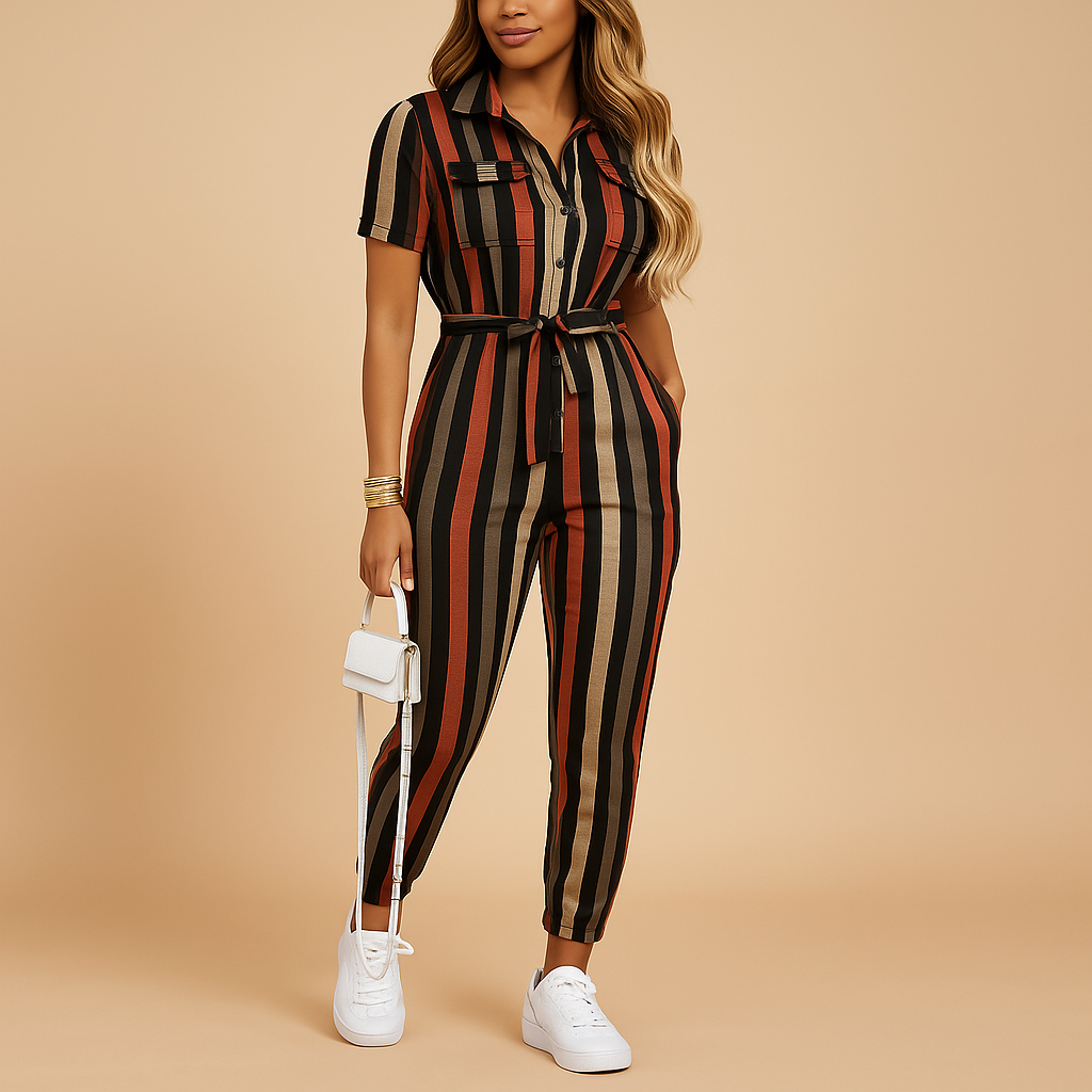Elvira Elegante Damen Jumpsuit – Schickes Einteiliges Outfit mit Knopfverschluss