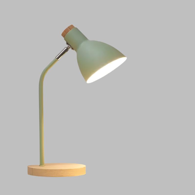 Holztischlampe – Kreative skandinavische Schreibtischlampe aus Holz und Metall