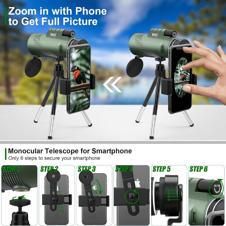 BowLift | Kompakter Ultra-Zoom Monokular | HD-Objektiv, leicht & perfekt für Wandern, Vogelbeobachtung und Sportveranstaltungen
