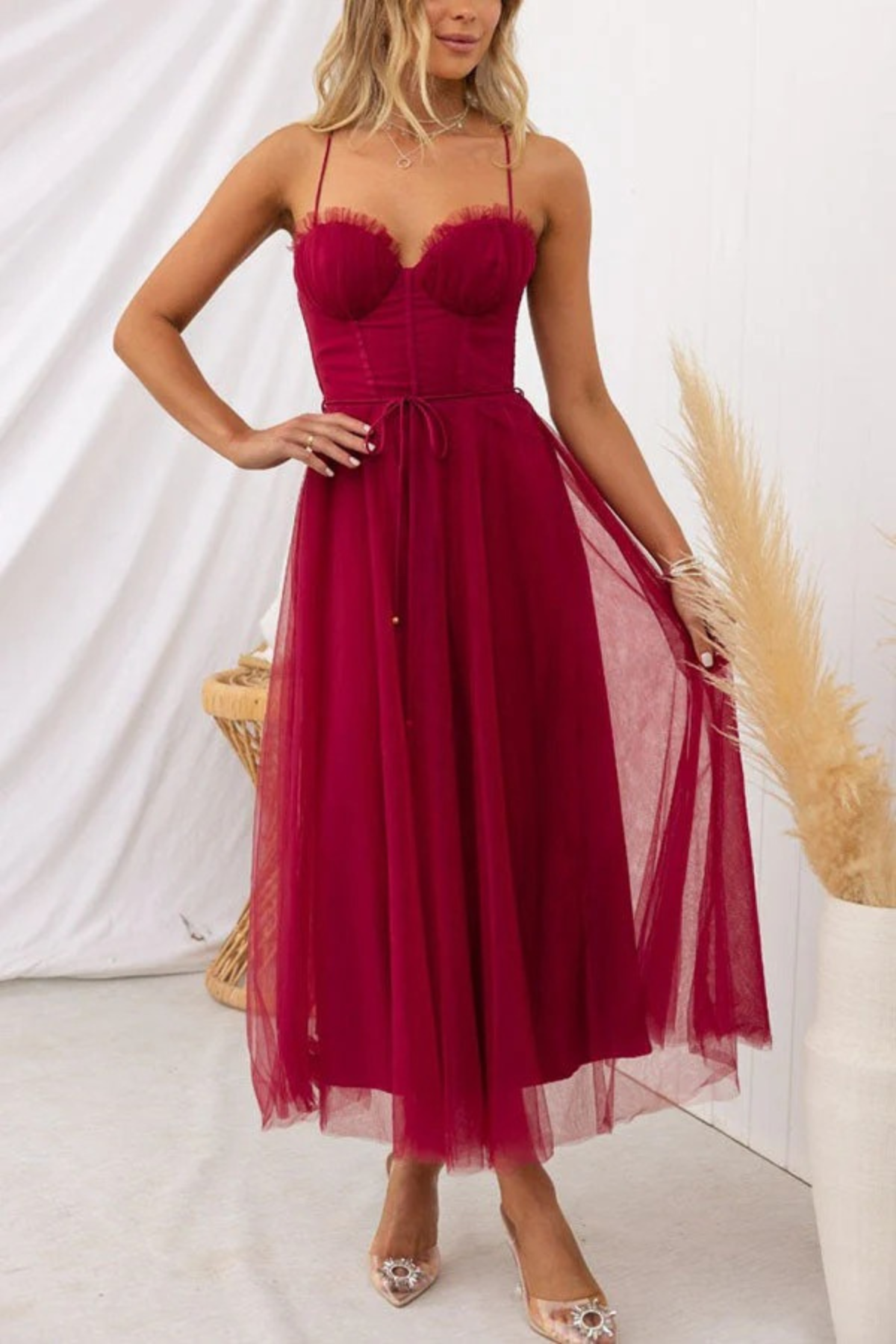 Damen elegantes fließendes Kleid für Hochzeitsgäste | Midi