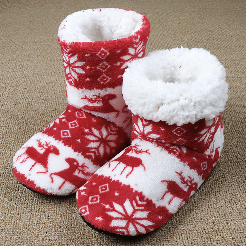 Warme Weihnachts-Hausschuhe aus Korallenfleece