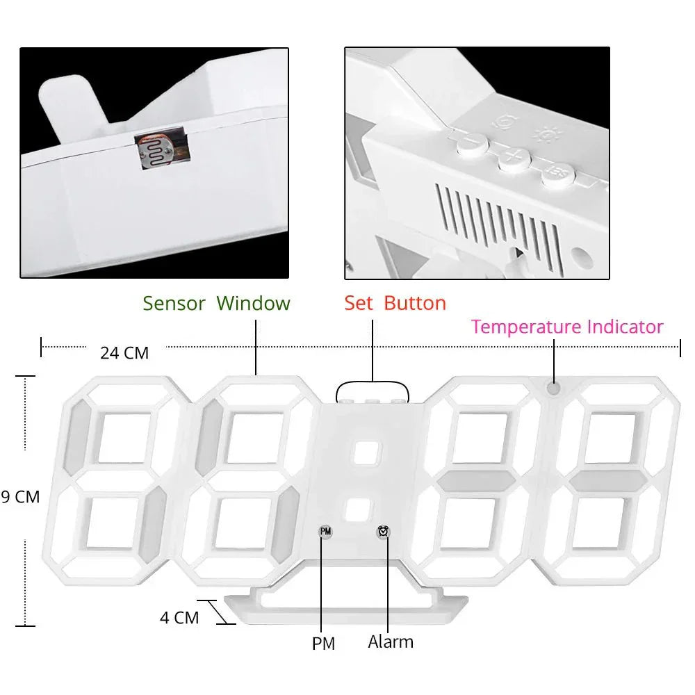 Frendorf | LumiSync 3D LED Wanduhr – Moderne Digitale Uhr mit Dimmbarer Beleuchtung