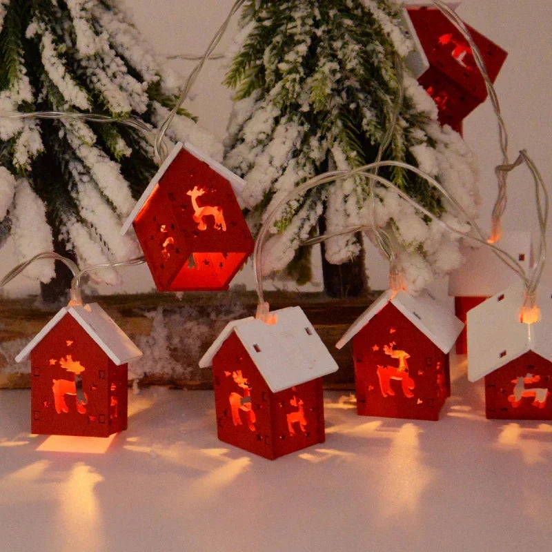 Holz Weihnachtshäuschen mit LED Weihnachtsbeleuchtung – Dekorative Weihnachtsdekoration