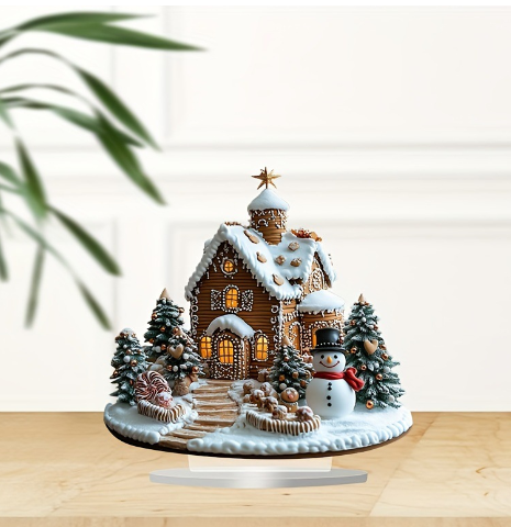 Strahlendes Lebkuchenhaus – Charmante Weihnachts-Tafeldekoration mit Beleuchtung