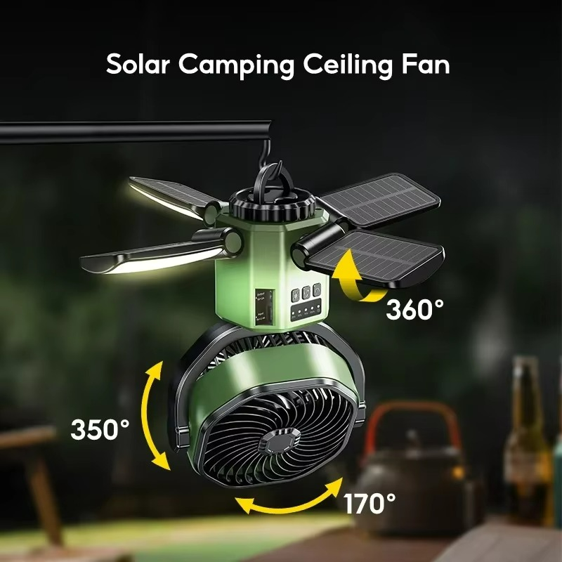 VenturoX Camping Ventilator | Tragbarer Ventilator mit 4 Geschwindigkeiten und LED-Beleuchtung