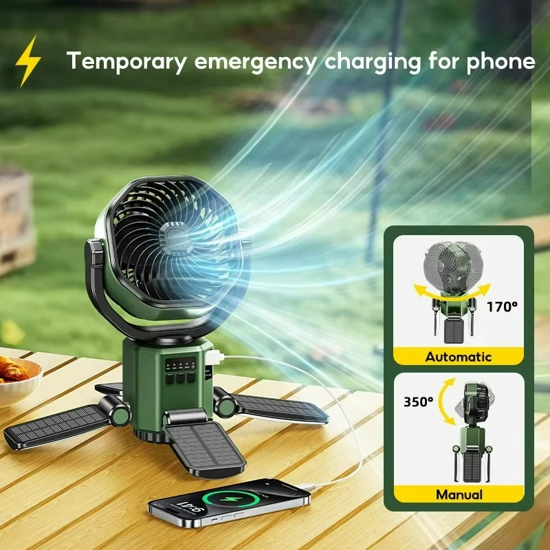 VenturoX Camping Ventilator | Tragbarer Ventilator mit 4 Geschwindigkeiten und LED-Beleuchtung