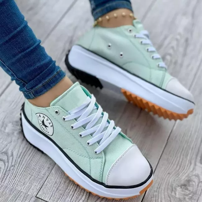 Drune Sneaker Damen dicke Sohle Schnürung