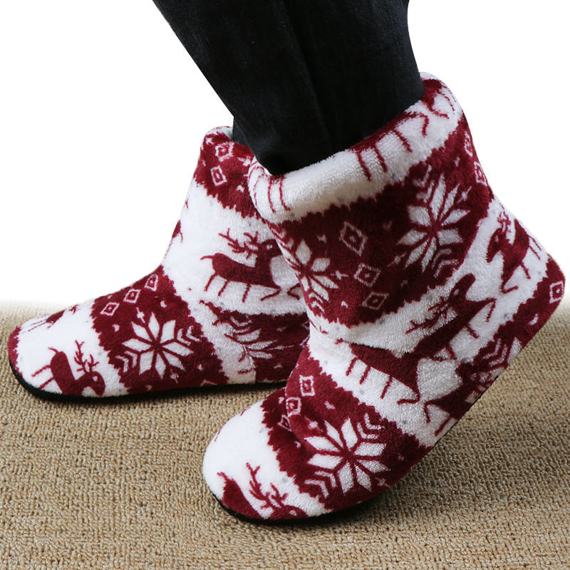 Warme Weihnachts-Hausschuhe aus Korallenfleece