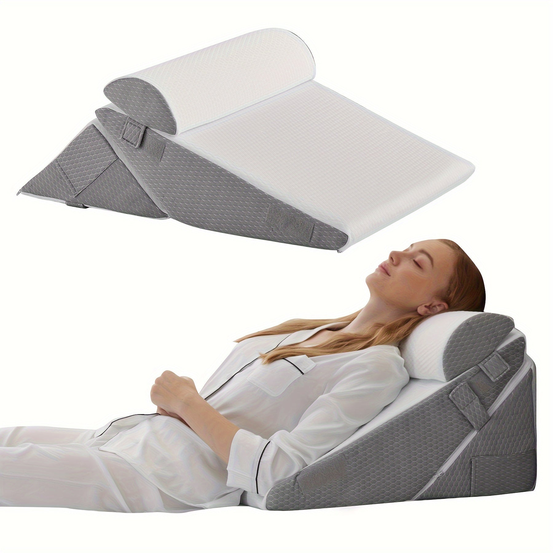 Verstellbares orthopädisches Keilkissen RelaxPlus - Premium 7-in-1-Memory-Schaum-Unterstützungssystem