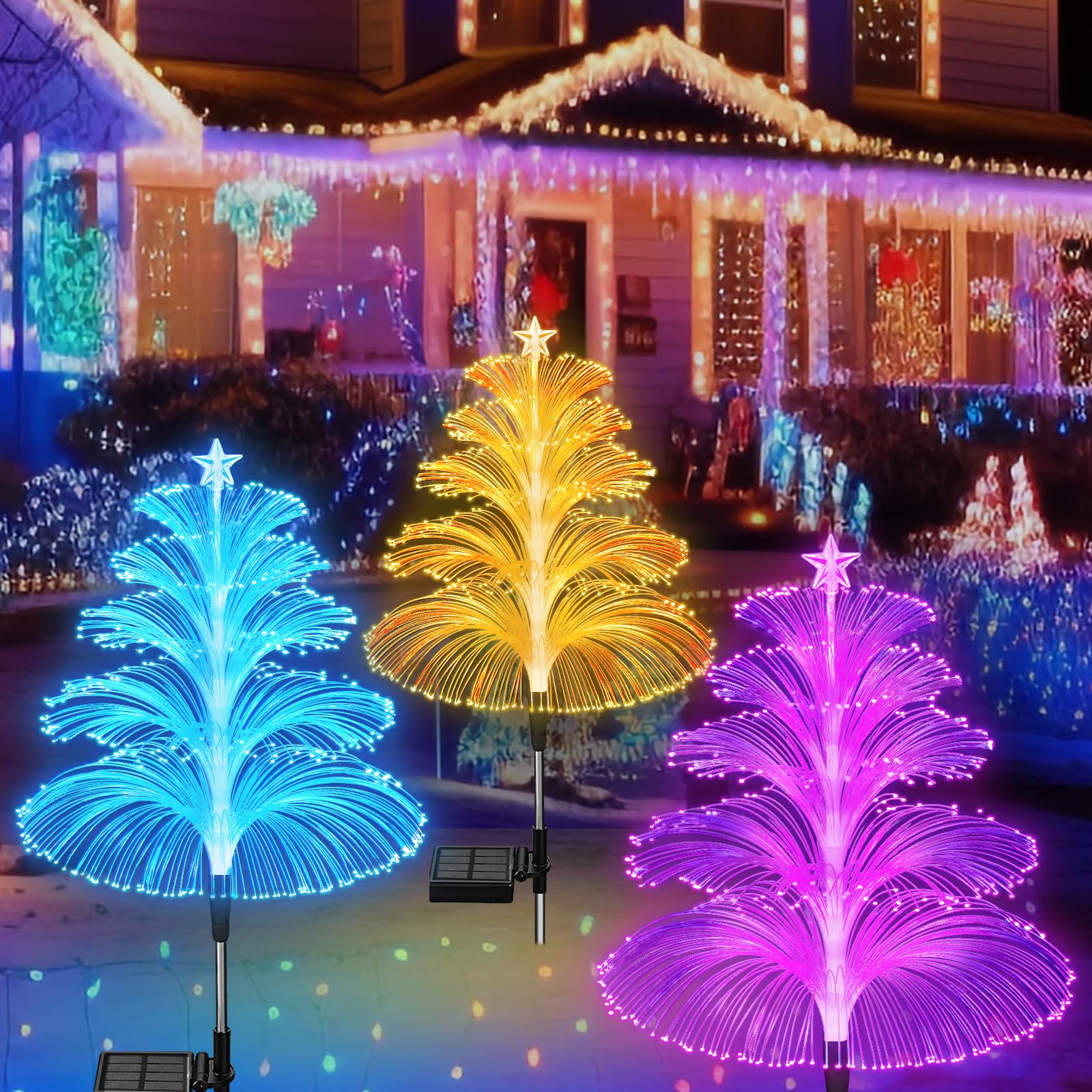 LichtTuin Solarset – 3 farbwechselnde LED-Gartenlampen mit Solarenergie