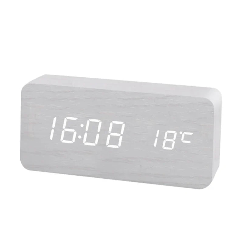 Holz LED Digitaler Wecker - Stilvoll mit Temperaturanzeige