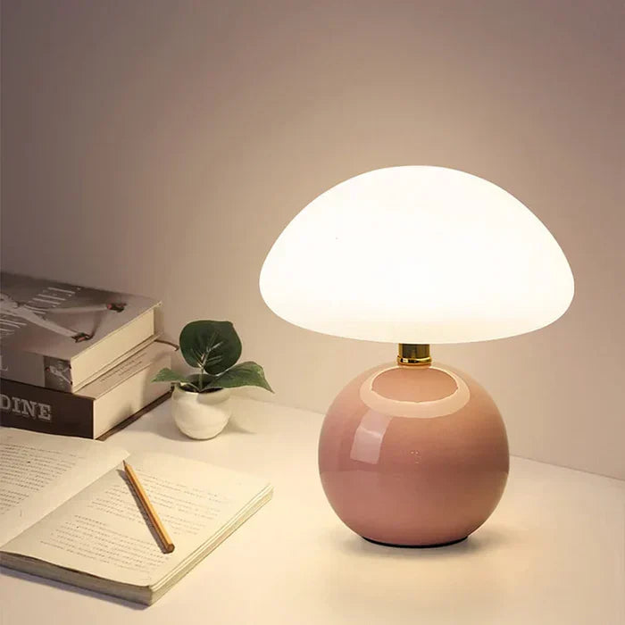 Crème Champignon Lampe - Französische Vintage Lampe