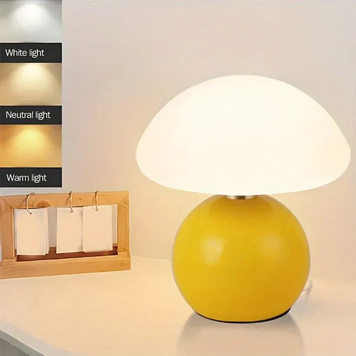 Crème Champignon Lampe - Französische Vintage Lampe
