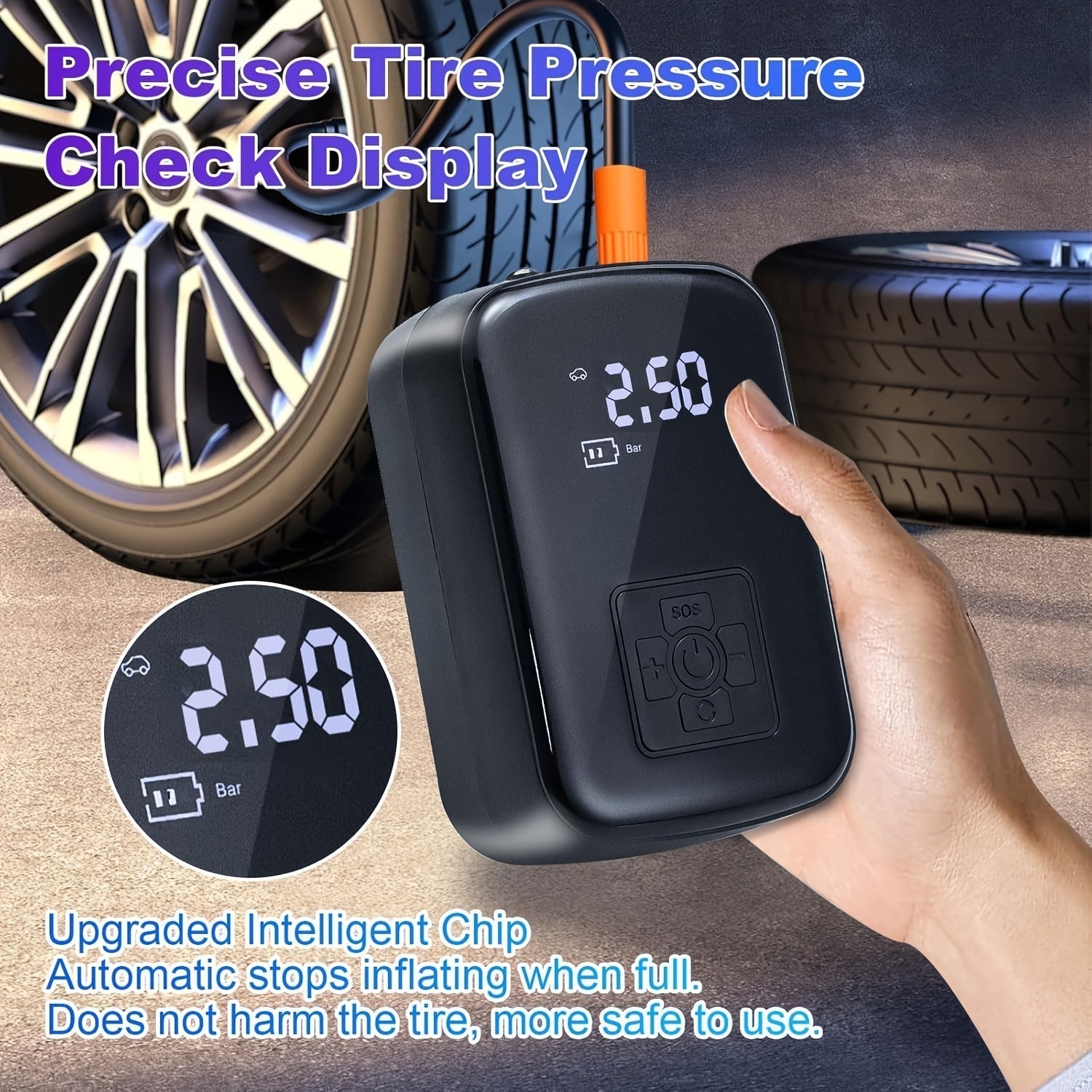 AirPump Pro - Tragbarer Luftkompressor mit Digitalanzeige & LED-Licht