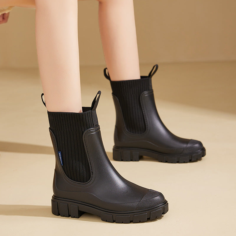 Wasserdichte Gummistiefel für Damen | Höhenverstellbares Plateau & Rutschfeste PVC-Sohle