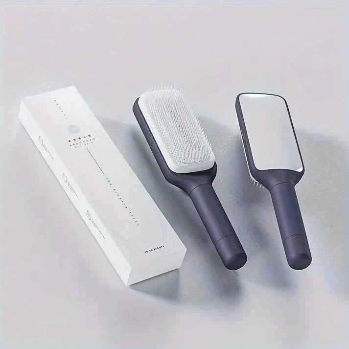 LuxéTress 4-in-1 Selbstreinigende Haarbürste | Innovative Haarbürste mit selbstreinigender Technologie für mühelos glattes und glänzendes Haar