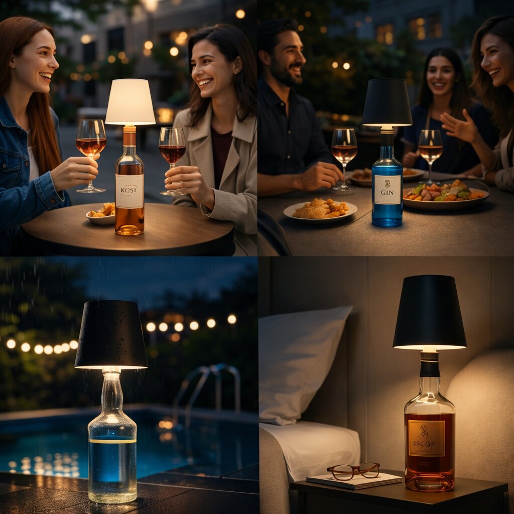 Flaschenlicht | Flasche als Tischlampe | Akku Tischlampe | Flaschenaufsatz | LumiFlasche