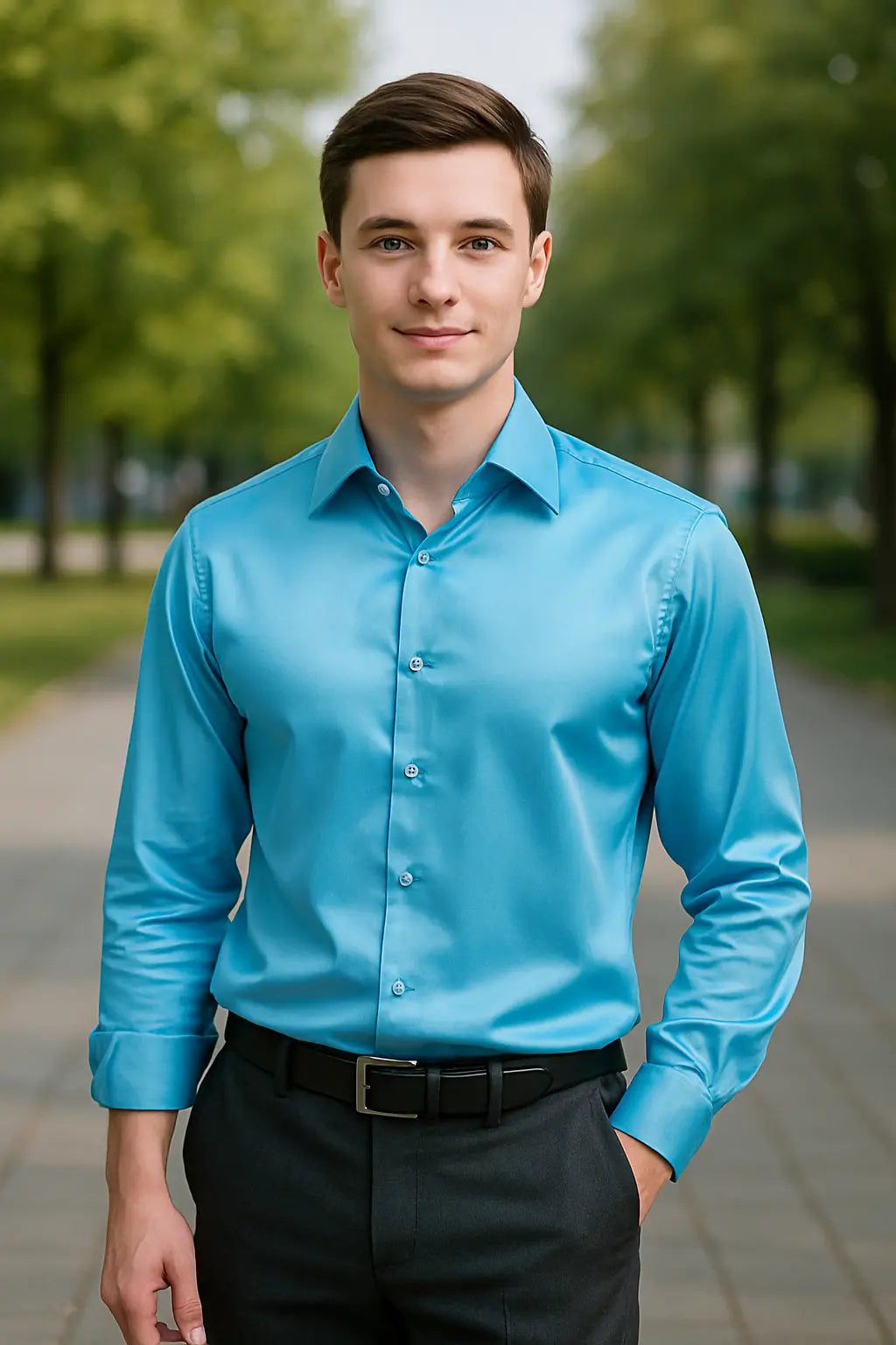 Herrenhemd SatinElegance – Luxuriöse Satin Slim Fit Bluse mit langen Ärmeln