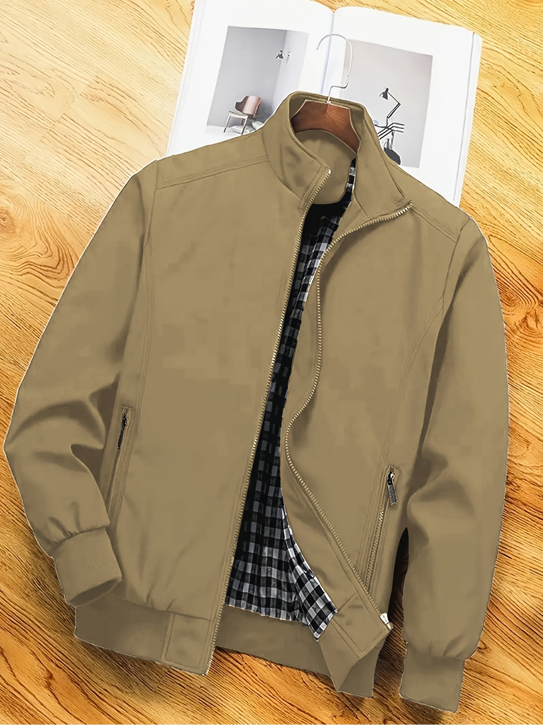 Herren Polyester Jacke | Stehkragen & Reißverschluss | Freizeit & Arbeit | Frühling & Herbst