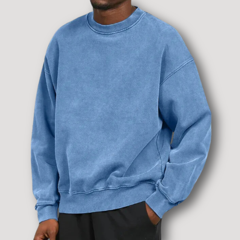 Vintage inspirierter Relaxed Fit Pullover mit Rundhalsausschnitt und langen Ärmeln für Herren | Timo