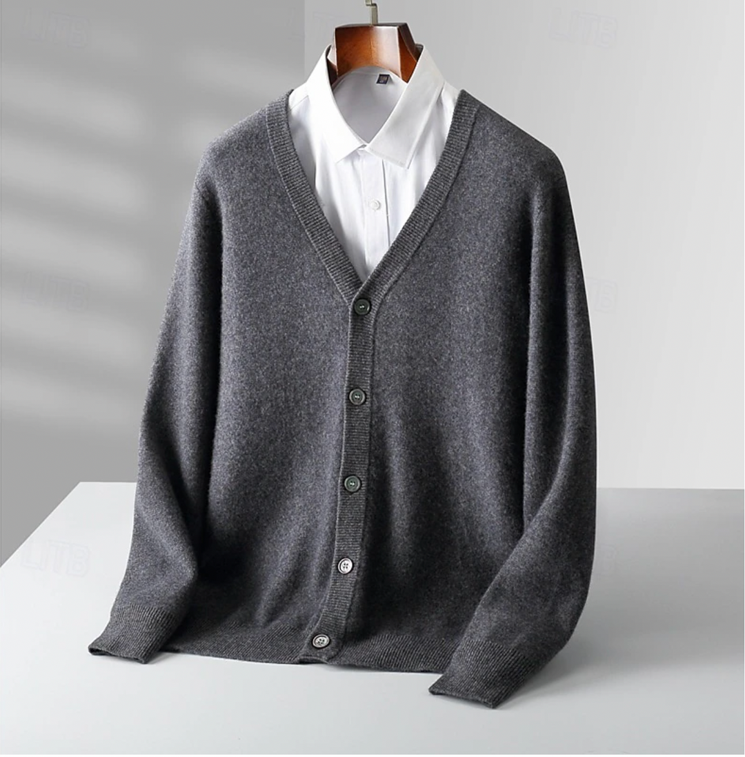 Herren Klassisches Knopf-Cardigan mit V-Ausschnitt und normaler Passform