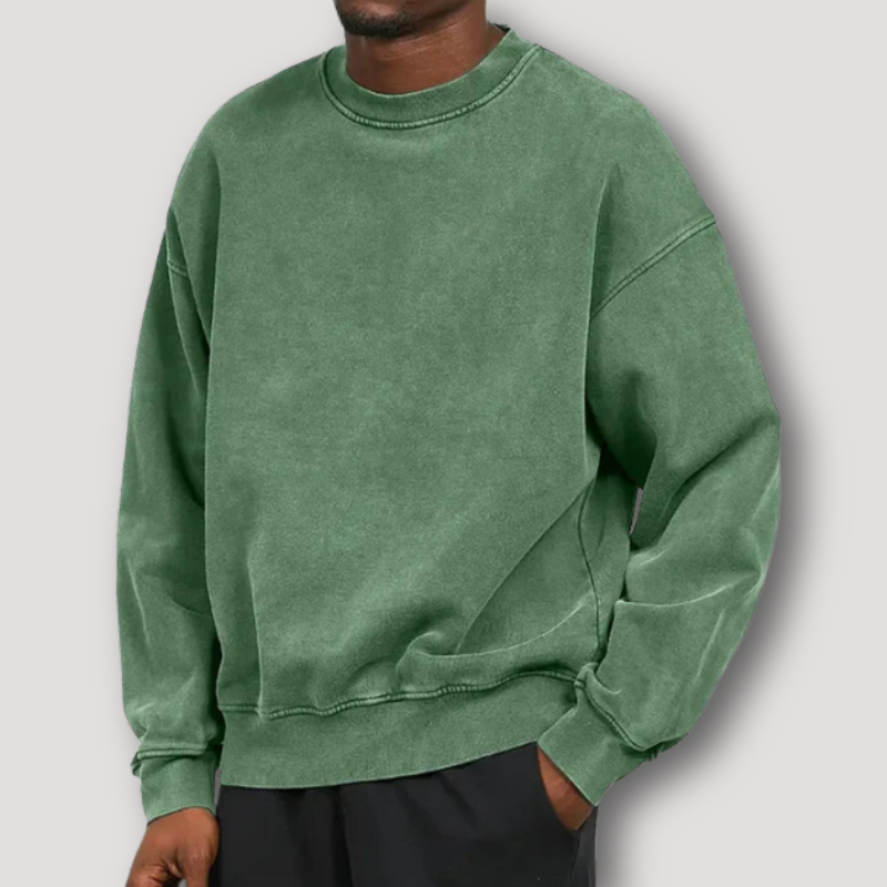 Vintage inspirierter Relaxed Fit Pullover mit Rundhalsausschnitt und langen Ärmeln für Herren | Timo