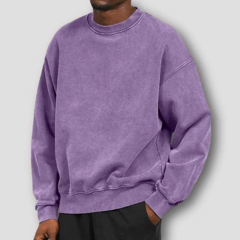 Vintage inspirierter Relaxed Fit Pullover mit Rundhalsausschnitt und langen Ärmeln für Herren | Timo