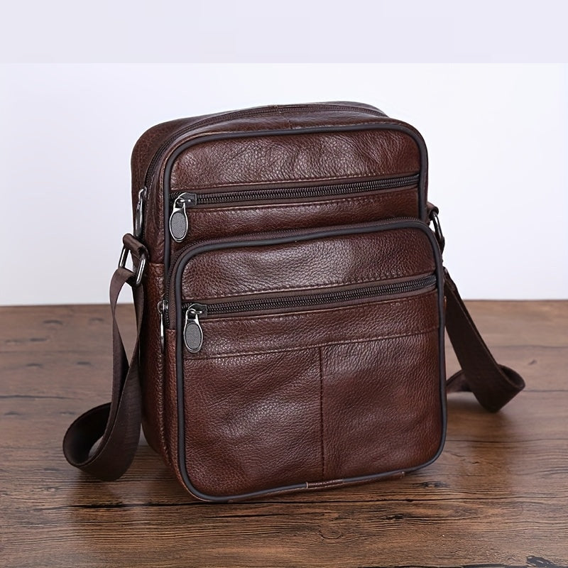 Leder Herren Umhängetasche – Geräumige Rindsledertasche mit Verstellbarem Riemen