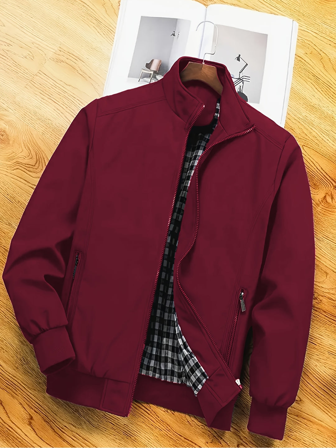 Herren Polyester Jacke | Stehkragen & Reißverschluss | Freizeit & Arbeit | Frühling & Herbst