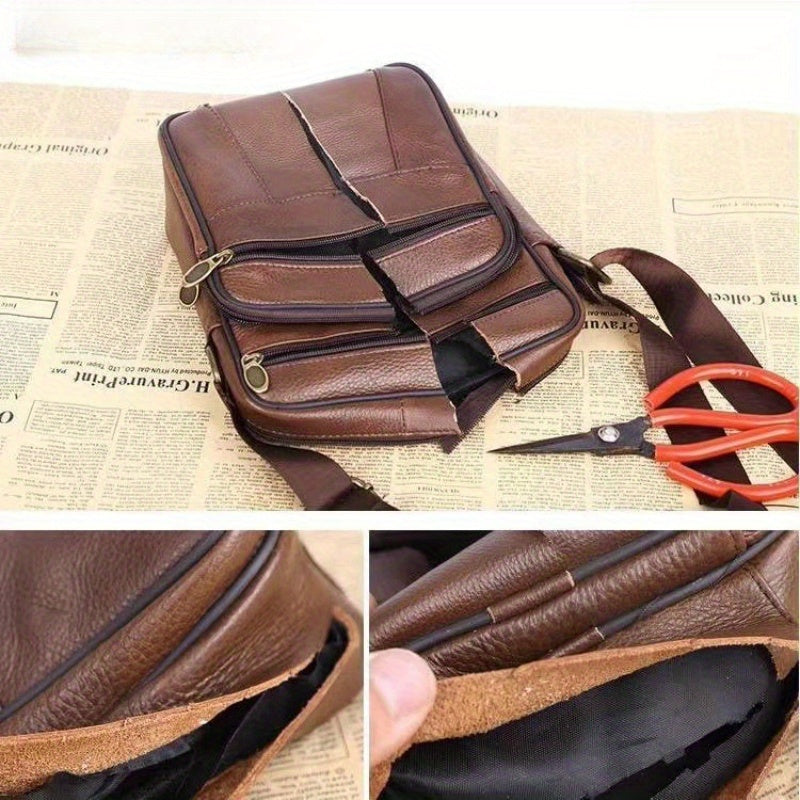 Leder Herren Umhängetasche – Geräumige Rindsledertasche mit Verstellbarem Riemen