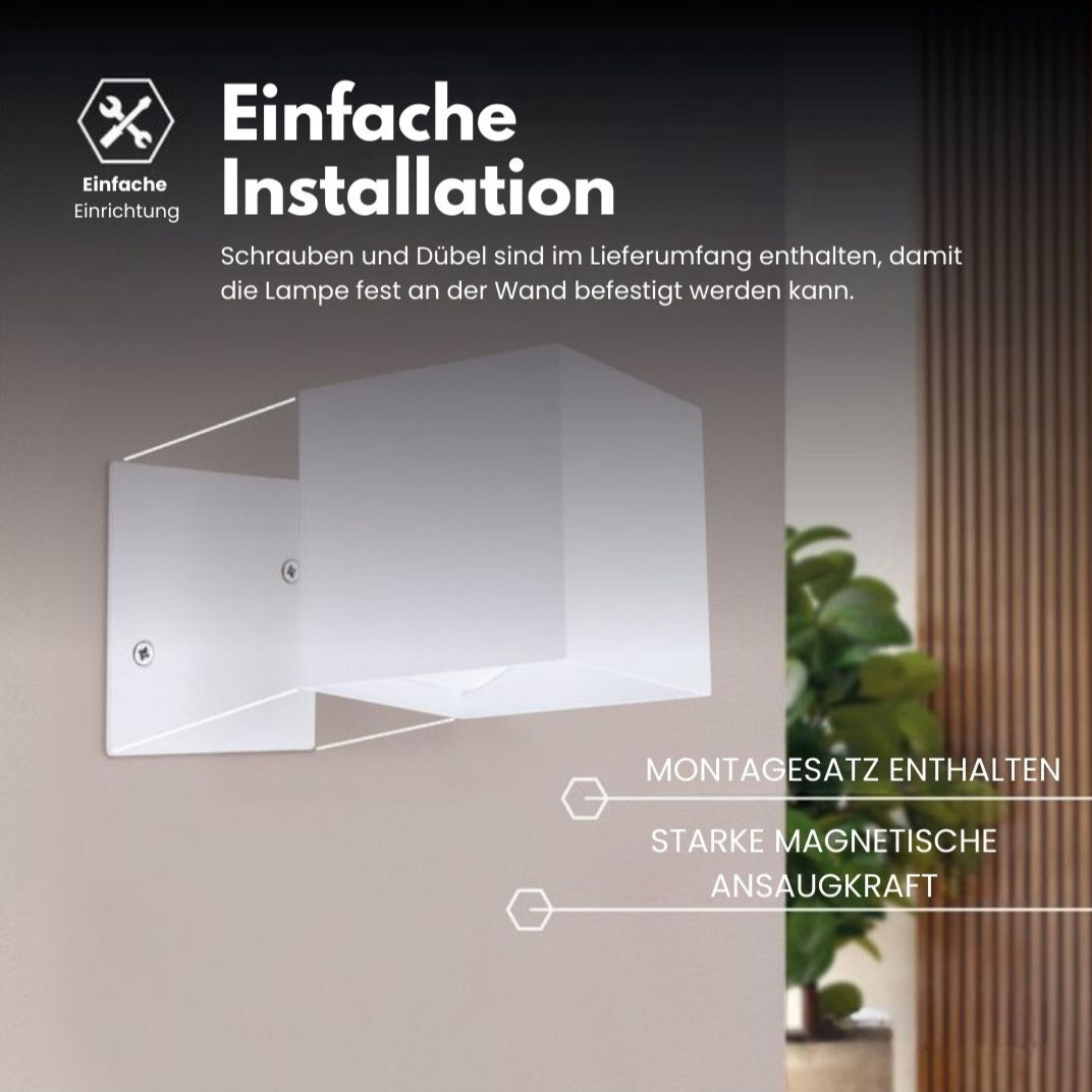 Drahtlose Wandlampe für Innen und Außen | LED-Wandlampe mit Akku und Sensor in Schwarz und Weiß