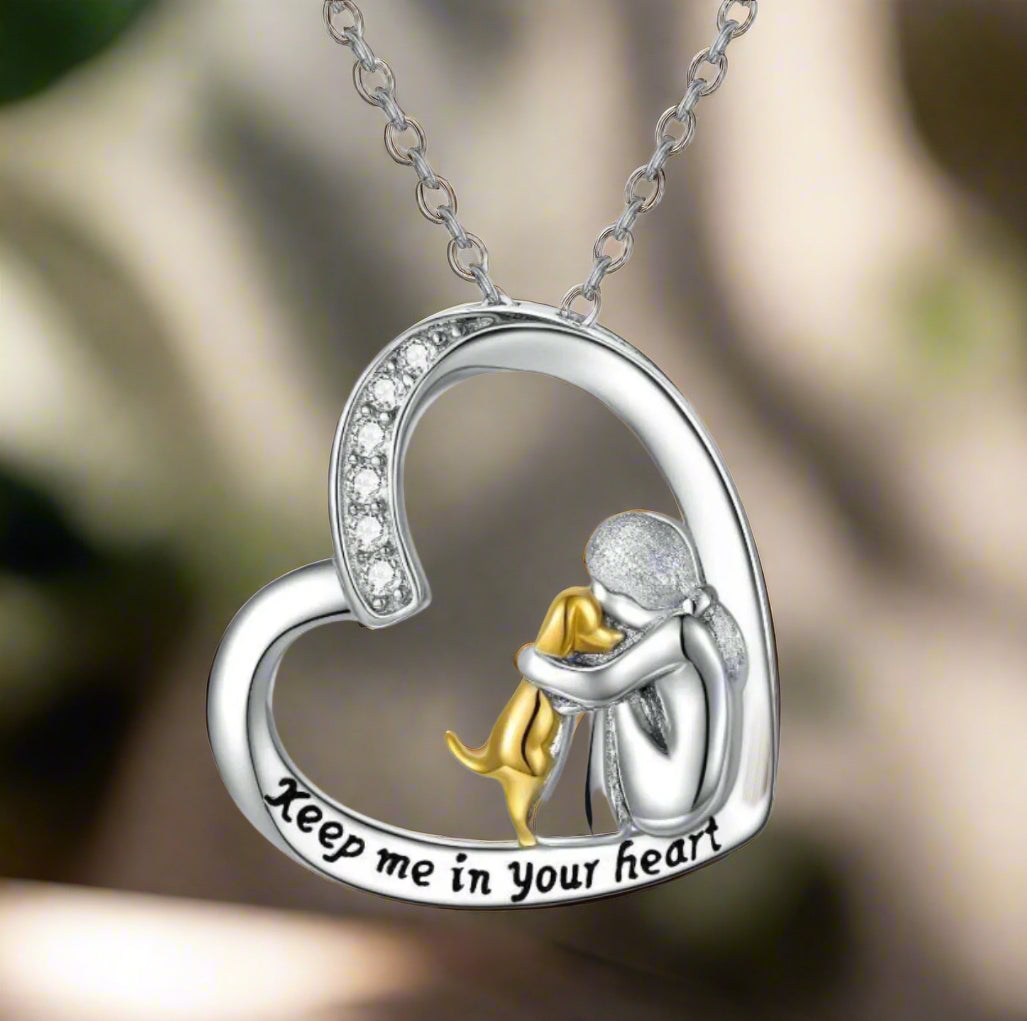 SilverHeart | Silberkette mit Herz, Hund und Zirkonia Stein