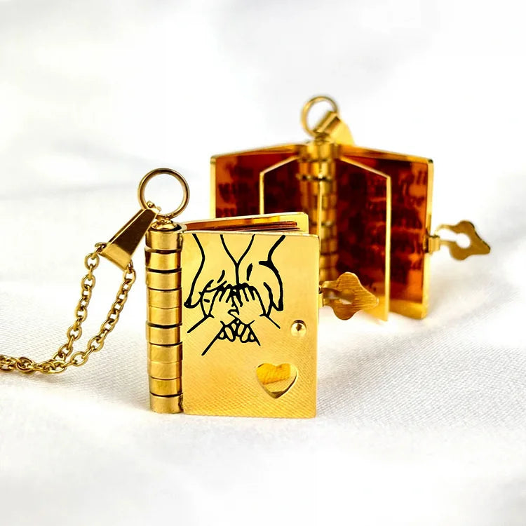 Erinnerungs Buchanhänger Kette – Symbolisches Schmuckstück mit Liebevoller Botschaft