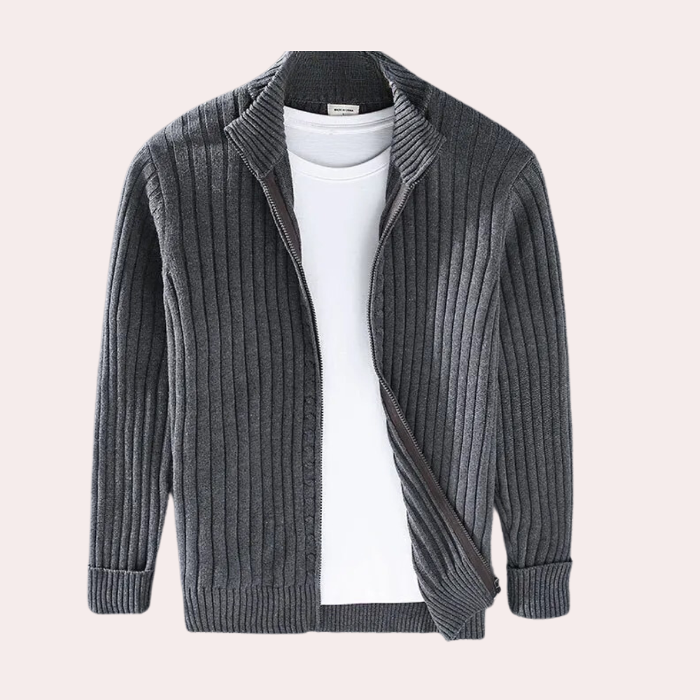 Moderne gestrickte Frühlings-Cardigan mit Reißverschluss für Männer
