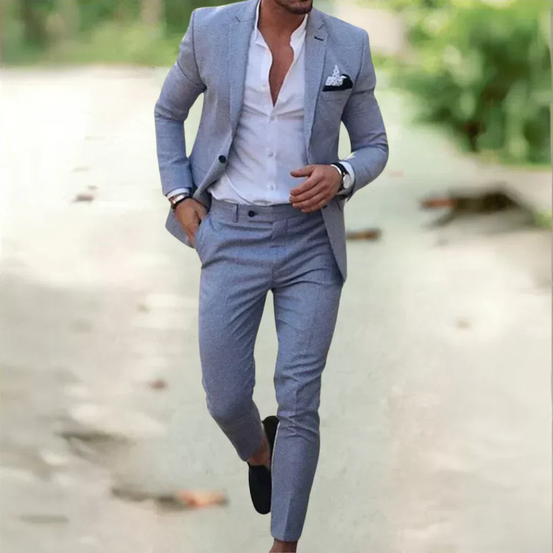 Leichter Herren Leinenanzug – 2-teilig, Slim Fit, ideal für Sommer, Hochzeit & Business