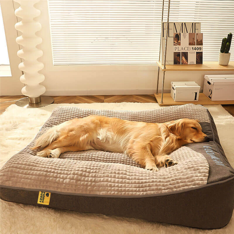 Orthopädisches Hundekissenbett – Großes Dickes Hundebett mit Nackenstütze und Abnehmbarem Waschbarem Bezug