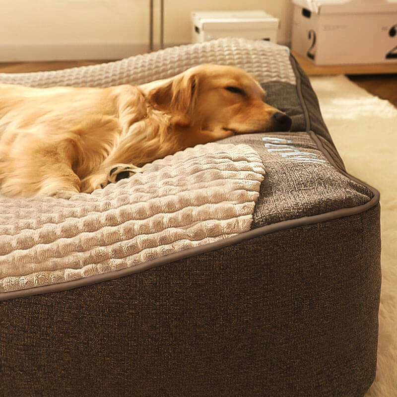 Orthopädisches Hundekissenbett – Großes Dickes Hundebett mit Nackenstütze und Abnehmbarem Waschbarem Bezug
