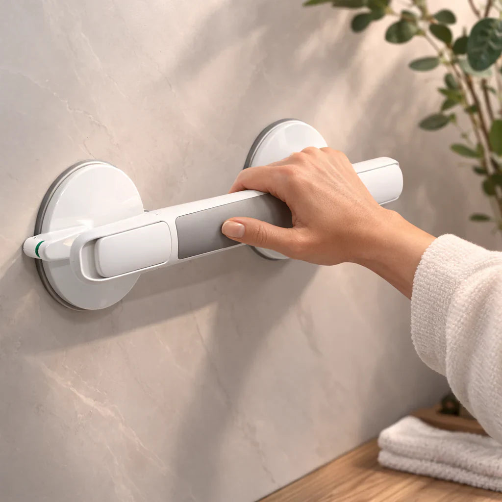 Haltegriff für Dusche, Bad oder Toilette | Saugnapfgriff für Senioren ohne Bohren | SeniGrip