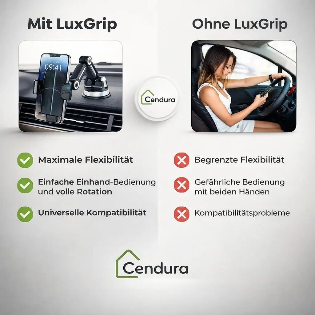 Handyhalterung fürs Auto | Handyhalterung mit Saugnapf & 360° Drehbar | LuxGrip