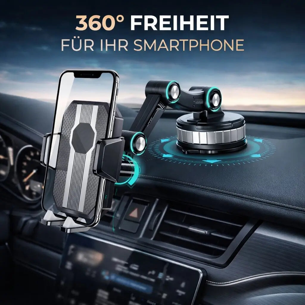 Handyhalterung fürs Auto | Handyhalterung mit Saugnapf & 360° Drehbar | LuxGrip