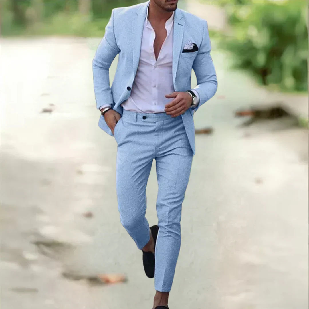 Leichter Herren Leinenanzug – 2-teilig, Slim Fit, ideal für Sommer, Hochzeit & Business