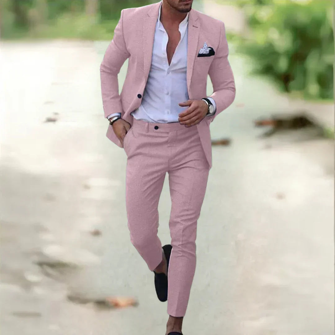 Leichter Herren Leinenanzug – 2-teilig, Slim Fit, ideal für Sommer, Hochzeit & Business
