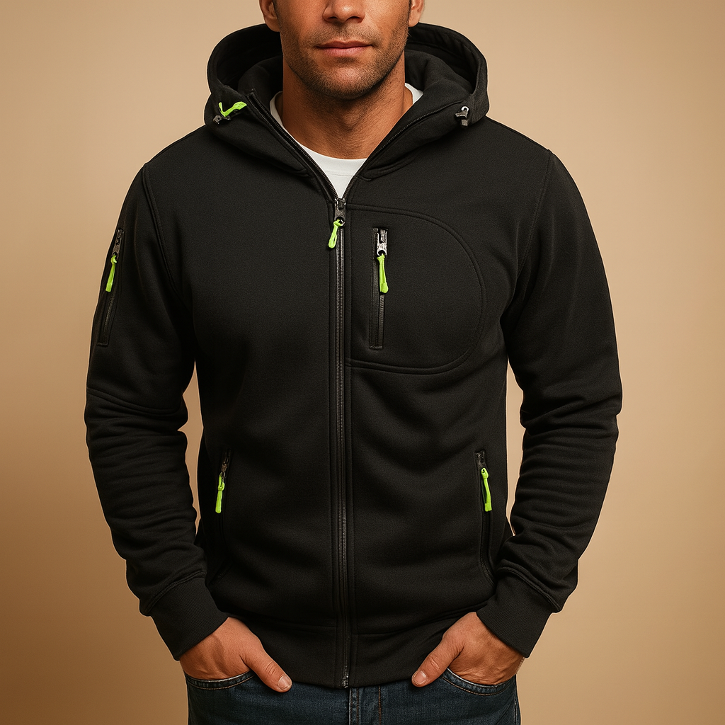 Herren Hoodie mit Reißverschluss und Kapuze – Bequemes Bram Design