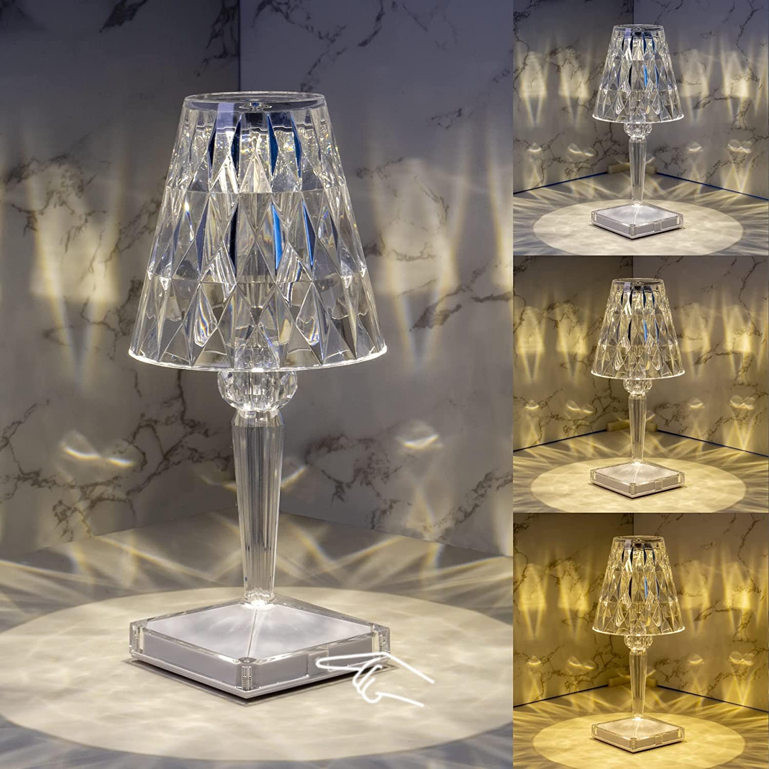 Frendorf | LED Kristall Tischlampe | Elegantes Diamant Design