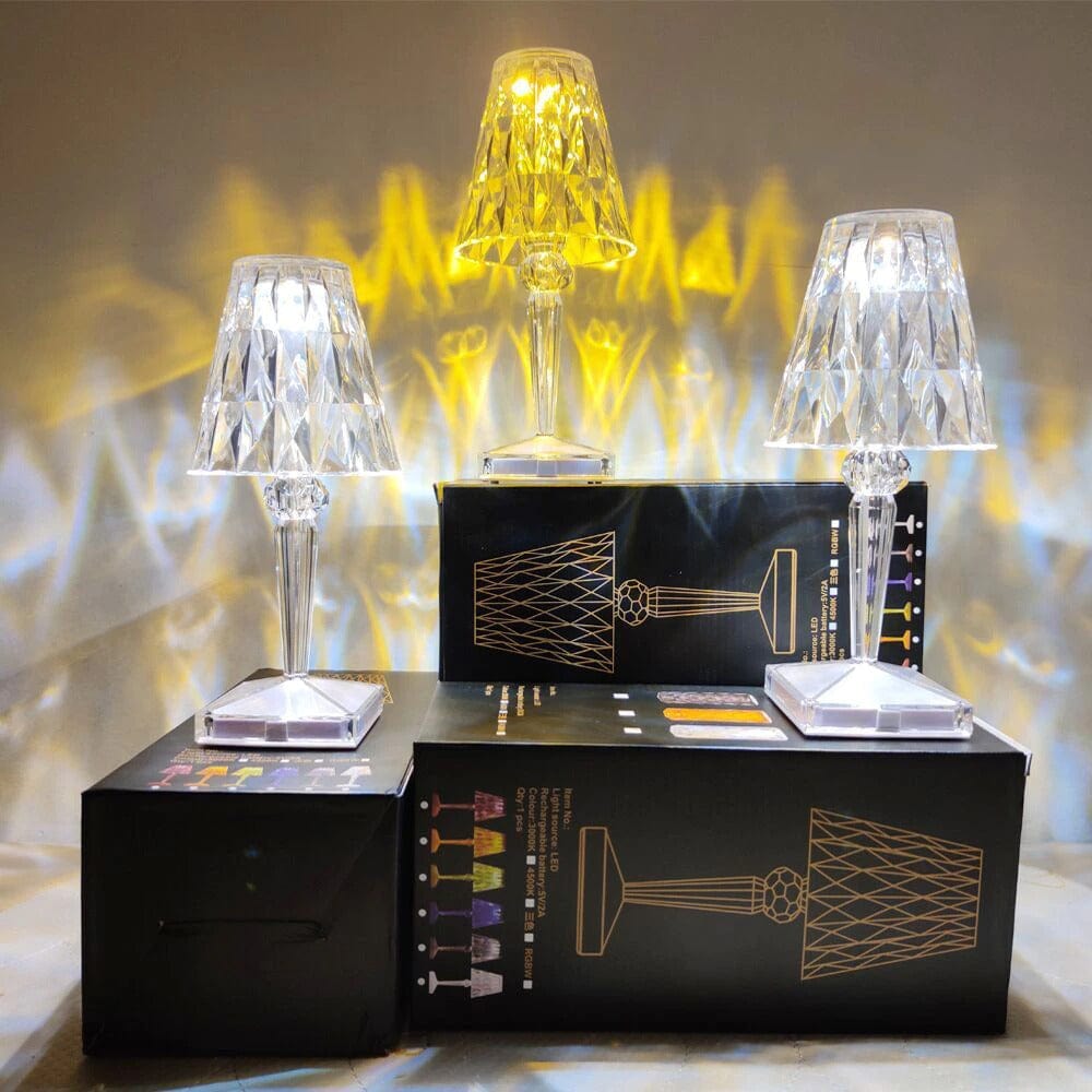 Frendorf | LED Kristall Tischlampe | Elegantes Diamant Design
