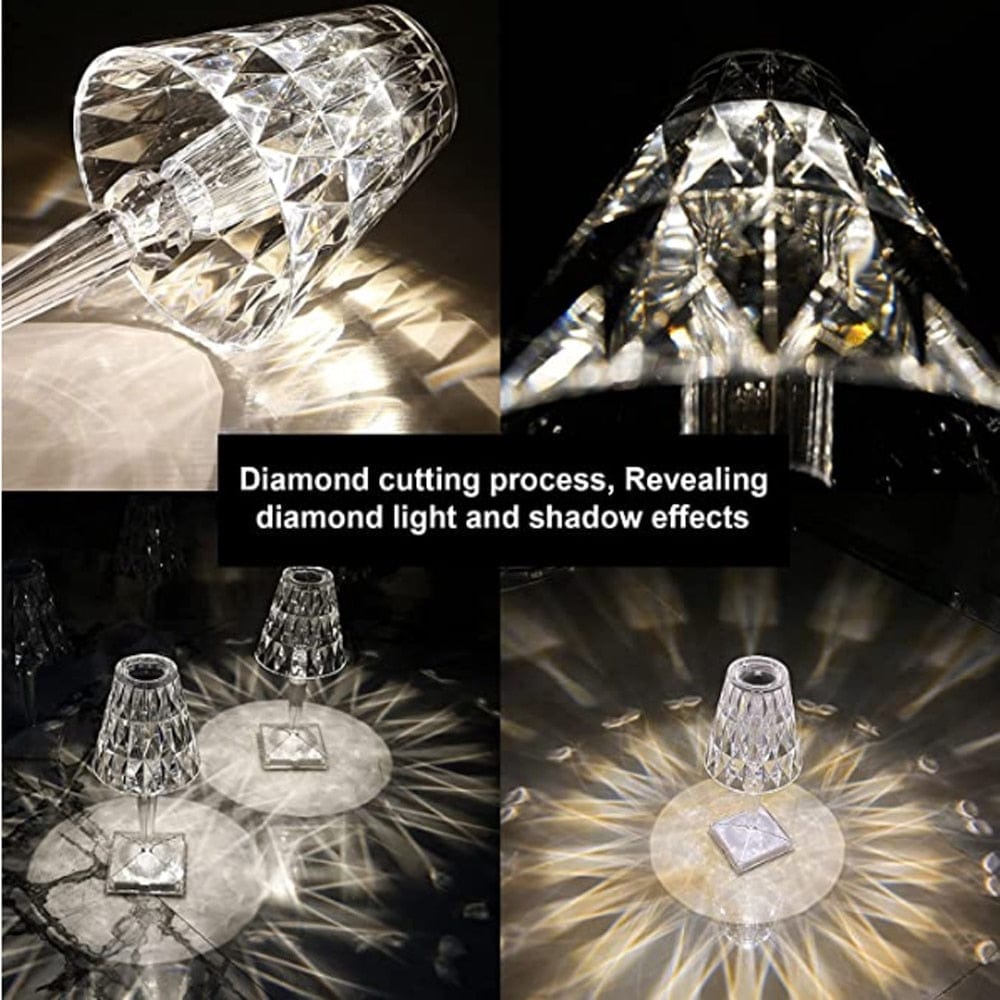 Frendorf | LED Kristall Tischlampe | Elegantes Diamant Design